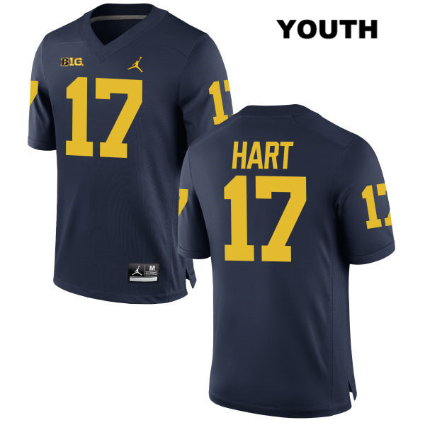 Youth NCAA Michigan Wolverines Will Hart #17 Navy Jordan Brand Authentic Stitched Football College Jersey AB25W12PR